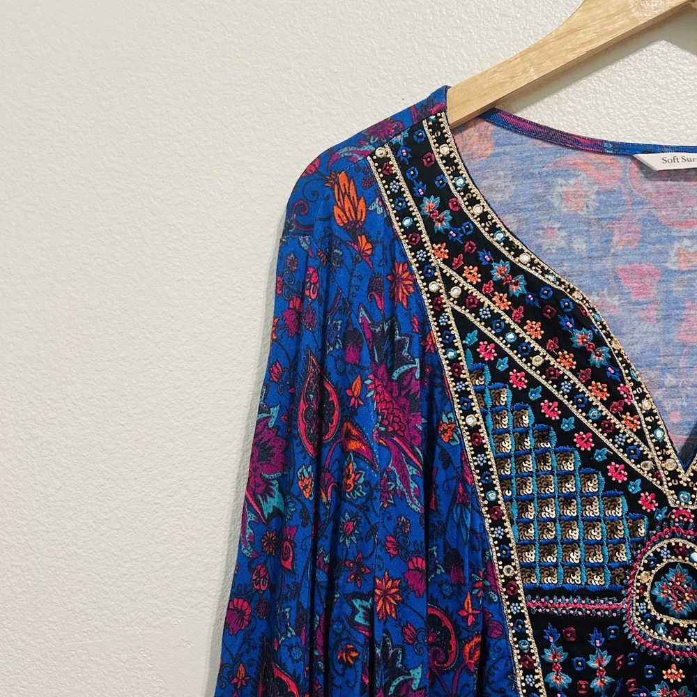 Soft Surroundings Tamuri Beaded Tunic Size 2X Boho Coastal Hippie Resortwear - Picture 3 of 16